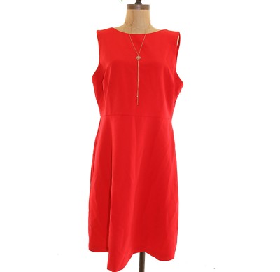 Felicity Coco Nordstrom Knee Length Dress M Boat Neck Fit Flare Red B66 