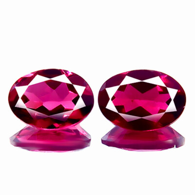 Rhodolite Garnet 1.69ct Flawless Natural Best Magenta Pink Matching Pair Oval 