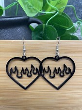 2  Earring Set Retro Boho Dangle Drop New Free Ship Acrylic Heart Flames A2669