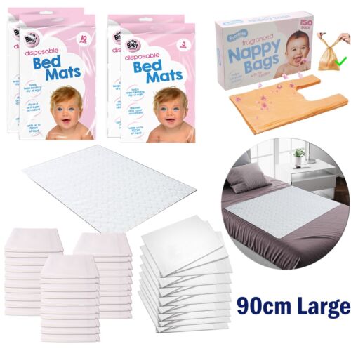 90cm Large Disposable Bed Mats incontinence Bed Sheets & Baby Nappy Changing Bag - 第 1/31 張圖片
