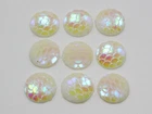 100 White AB Flatback Resin Fish Scale Pattern Round Cabochon 12mm