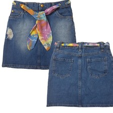 Jeans denim skirt for girls with pockets and Belt Size 12 Pre-owned