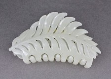 White leaf hair clip claw butterfly clamp 4" long open cut out leaves vine