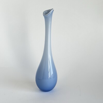 Swung Vase 12 Inches Kastrup Denmark MC Glass Tulip Sky Blue Opalescent