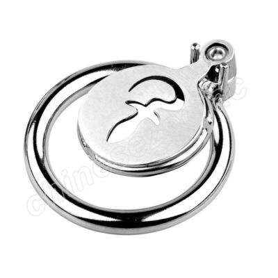 Stainless Steel Metal Flat Chastity Cage with Screw To Lock Steel Rings for Male