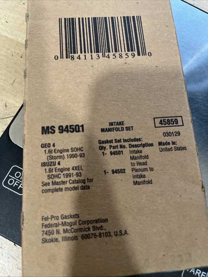 Juego de juntas superiores colector de admisión FEL-PRO MS94501 - 1991-93 Geo Storm Stylus 1,6 L Foto 2 de 3