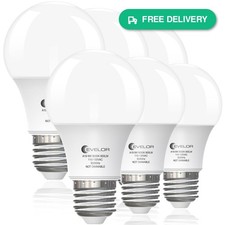 evelor 6-Pack A19 LED Light Bulbs,60 Watt Equivalent Daylight 5000K with E26...