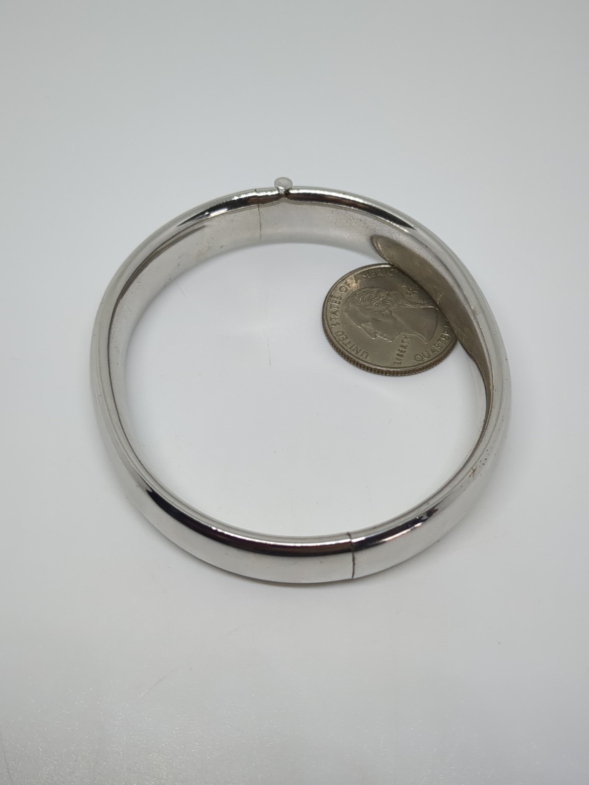 Sterling Silver 925 CA Plain Bangle Bracelet 7.25" - image 3