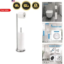 Toilet Paper Holder Stand Brushed Nickel Free Standing Storage 4 Rolls