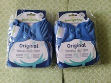 BumGenius One Size Cloth Diapers 5.0 100 Resusable Lot Of Two Blue