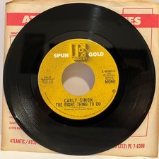 CARLY SIMON - You're So Vain / Right Thing (1987) - 7" Vinyl Record 45RPM - EX