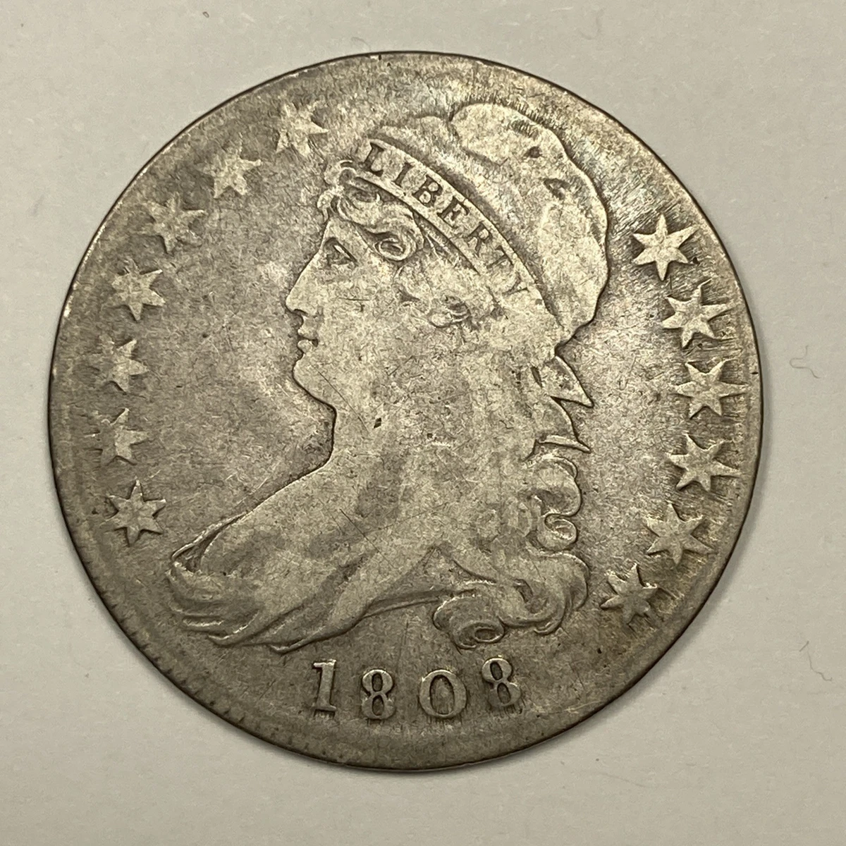 Philadelphia 1808 Year US Early Half Dollar Coins (1794-1839) for
