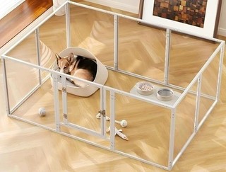 Acrylic Dog Pen with Door Puppy Playpen H:60cm Dog AUCTION