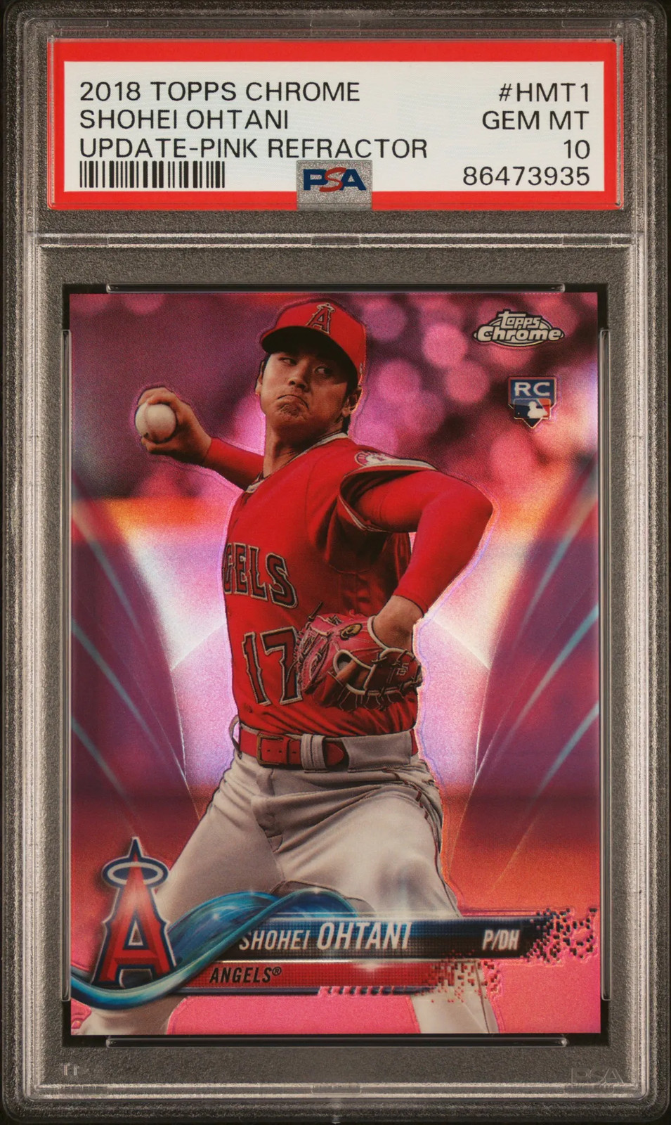 2018 Topps Chrome Update Shohei Ohtani #HMT1 Pink Refractor PSA 10