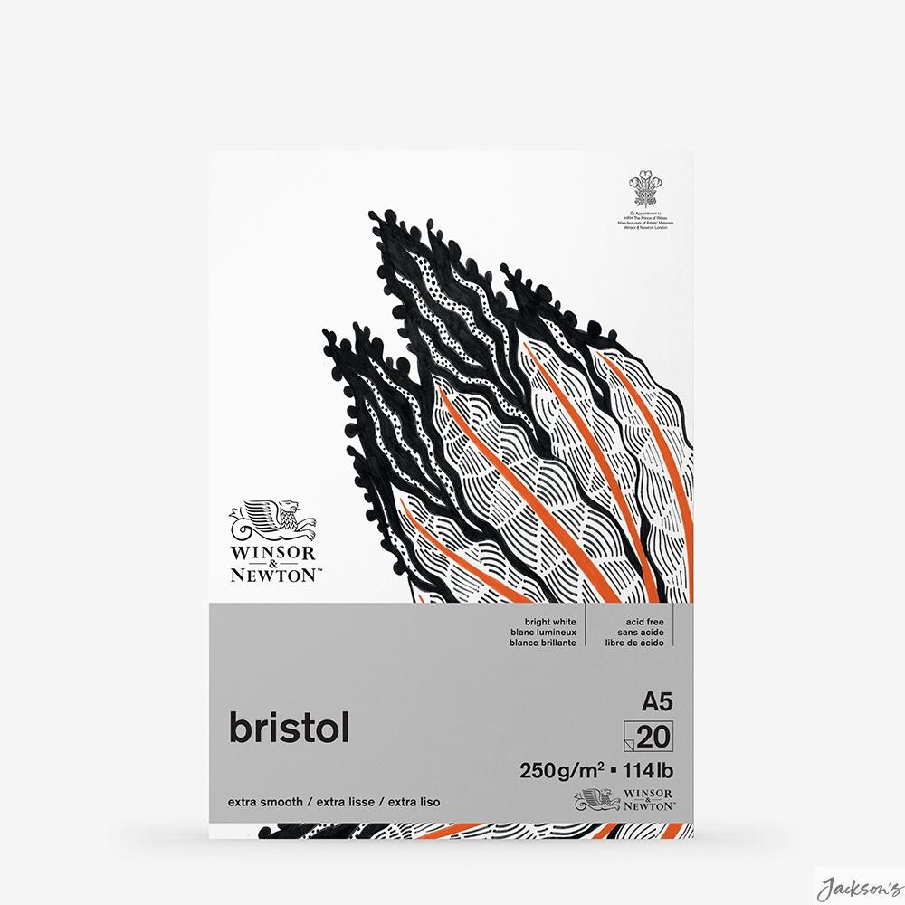 Winsor & Newton Bristol Board Pad Bright White 250gsm A5 20 Sheets Drawing