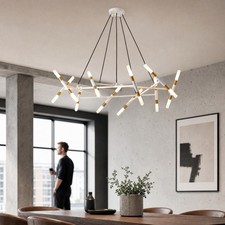 40 inch White Gold Sputnik LED Pendant Chandelier 20 Light Living Room Fixture