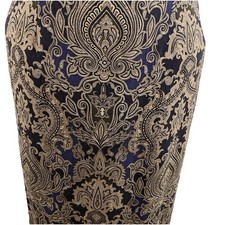 Vintage Talbots Paisley Silk  Wool Blend Pencil MIDI Navy Skirt Size 6