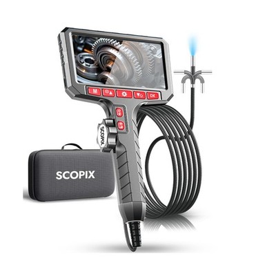Articulating Borescope Camera with Screen, 2-Way Flexible Inspection Camera w...