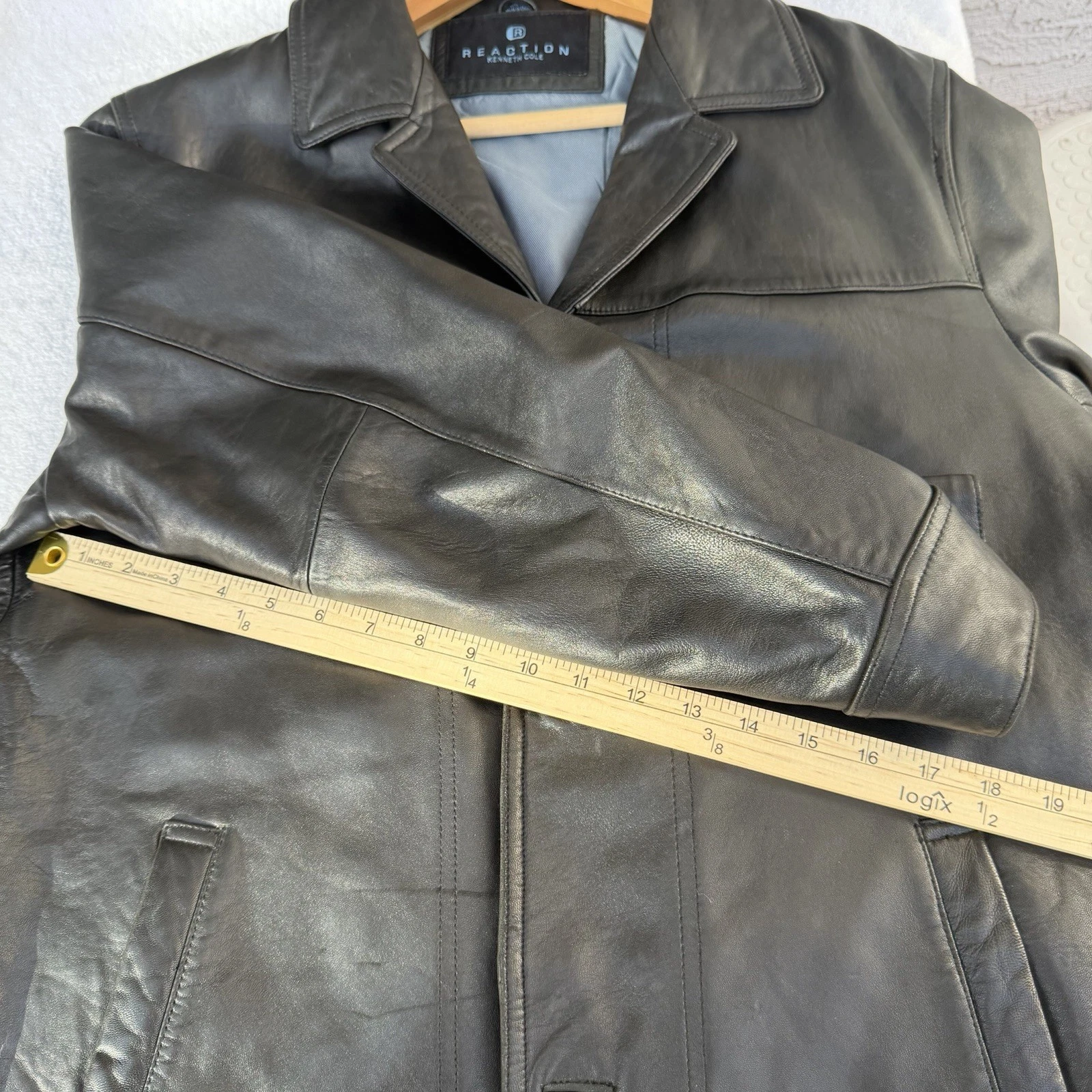 Kenneth Cole Reaction Mens Genuine Leather Jacket Sz.Medium Classic 3 Button image 5