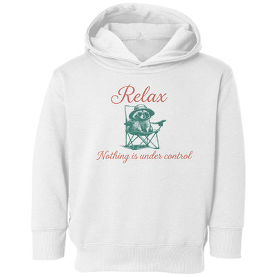 Raccoon Relax Nothing Is Under Control Funny Toddler Hooded Sweatshirt