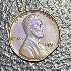 💎 RARE 1951 Lincoln Wheat Cent With Clipped Planchet PURPLE TONING
