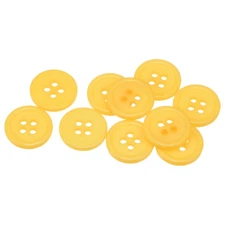 10pcs 24L Sewing Buttons 5/8" Resin Round Flat 4-Hole Craft Buttons Yellow
