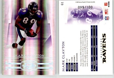 Mark Clayton 2007 Donruss Threads Silver Holofoil #61 /100 Ravens