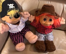 Vintage 90's Russ Troll Plush Halloween Dress up Pirate Cowboy set