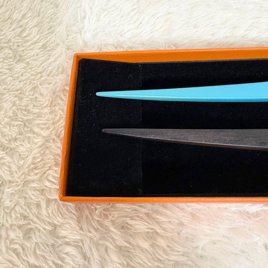 Hermes Hairpins Set 2 Wood Light Blue Box Included Women's thumbnail 7
