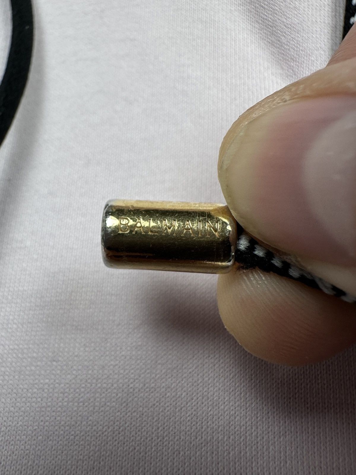 Balmain Paris Flocked Cropped Hoodie Lux With Logo Tape Trim