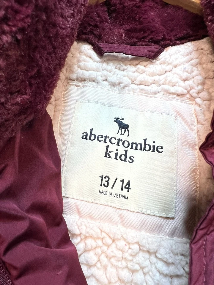 Jaqueta Abercrombie Infantil Meninas Zíper Capuz Manga Longa Tamanho 13/14 Borgonha - Imagem 3 de 4