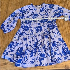 Shop the Mint Periwinkle Floral Tiered Dress EUC Medium Puff Sleeve Lined