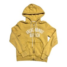 Abercrombie Fitch Womens Yellow Vintage Y2K Embroidered Zip Up Hoodie Small