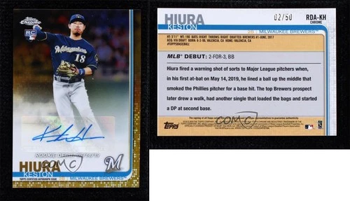 2019 Chrome Update Target Rookie Debut Refractor Gold /50 Keston Hiura Auto RC