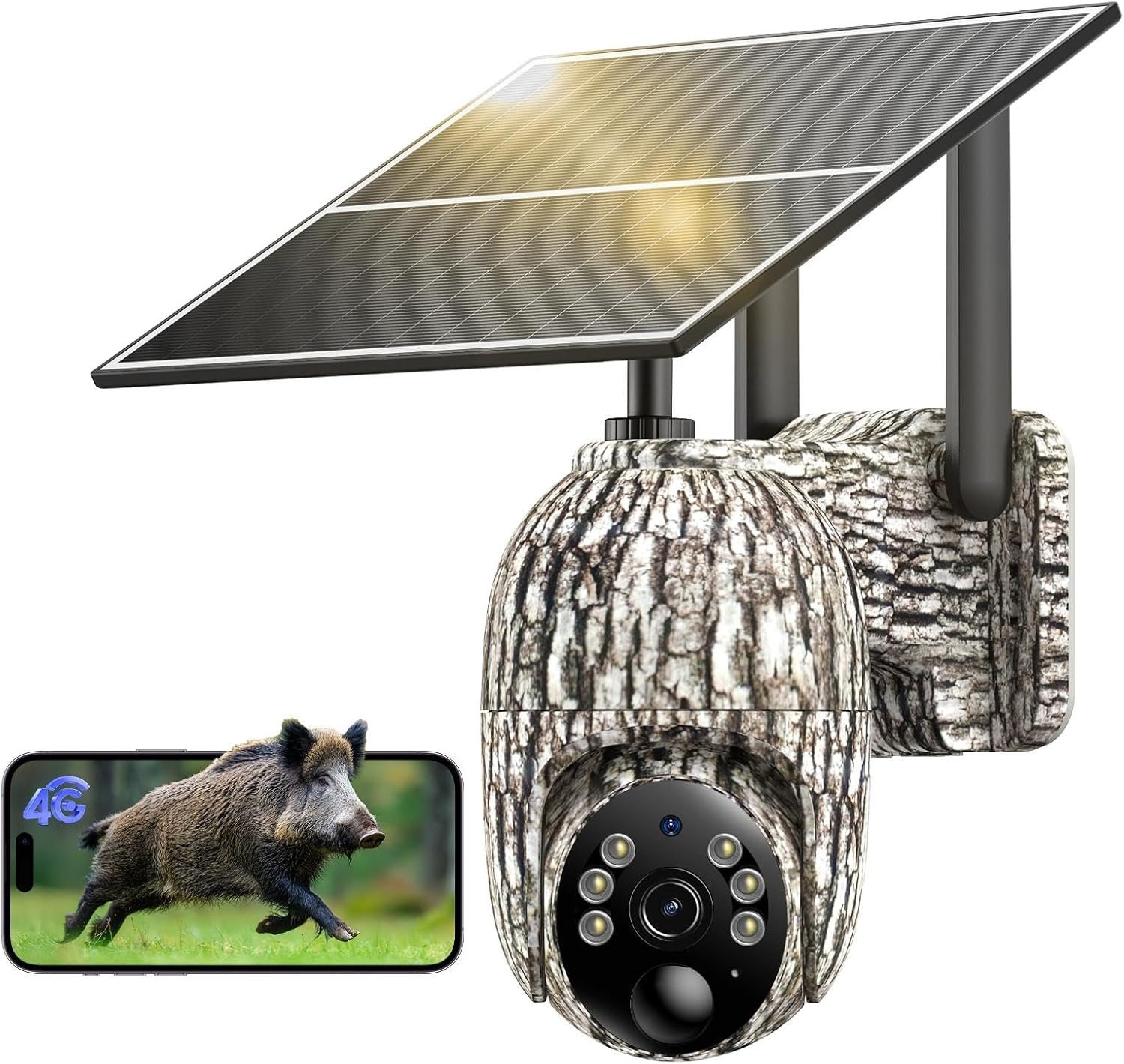 NUASI Fotocamera Sorveglianza 4G LTE 2K con Pannello Solare IP66
