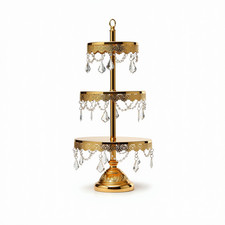 3 Tier Metal Cupcake Stand with Crystal Bead Draped, Glam Party Decor
