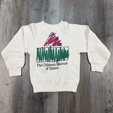 Vintage 80s Hanes Children  s Museum of Denver Sweatshirt White Youth 2-4 USA