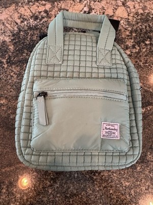 Morthanabag Mini Quilted Puffer Backpack, Small Casual Lightweight Mint Green