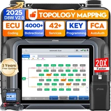 XTOOL D8W V2.0 Full System Diagnostic OBD2 Scanner Topology Mapping 42+ Services