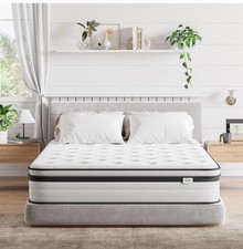 TeQsli Double Mattress 4FT6, 10.6 Inch Gel Memory Foam Pocket Sprung Orthopedic