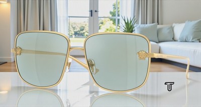 VERSACE VE2282 10029C Gold Azure Flash Silver 59 mm Women's Sunglasses