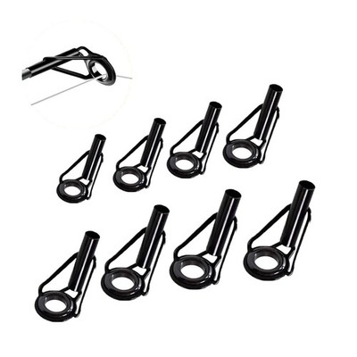 8 Pcs Fishing Rod Tip Repair Kit Black Replacement Guide Tips Set