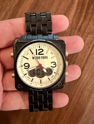 Rare Vintage Y2K Zoo York ZYB2060 Analog Digital Watch Black Metal - Working