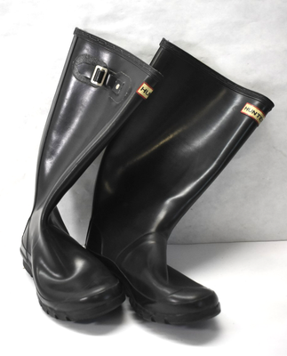 Hunter Wellington Huntress Rubber Rain Boots Black W23179 Size 8