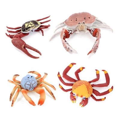 4 Pcs Realistic Crab Figurine Models Artifical Plastic Crab Small Crab Figurines