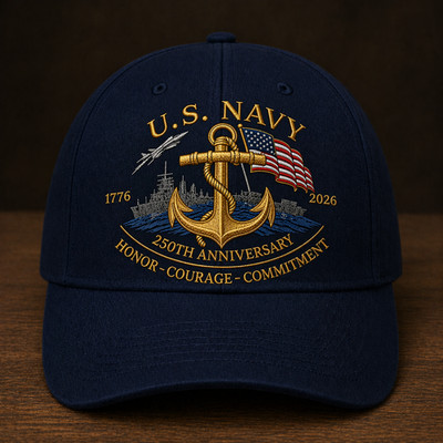 US Navy 250th Anniversary Embroidered Hat 1776 2026 America Patriotic Cap