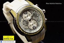 Invicta S1 RALLY 50mm Chronograph Silver Dial SS White Silicone Men's Watch