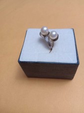 vintage sterling silver freshwater pearl ring size 3"