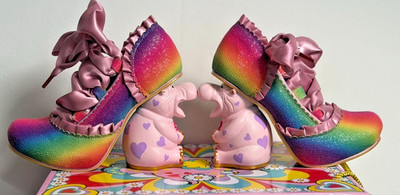 Irregular Choice Rainbow Glitter Happy Hippo Character Heels UK6 EU39 Neu mit Karton Gratis 