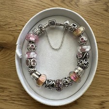 Chamila Sterling Silver Bracelet 19 Charms And Safety Chain Boxed